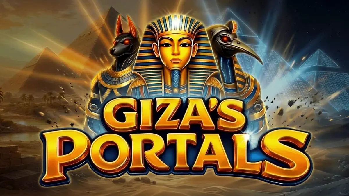 Tampilan visual slot Giza’s Portals dengan latar belakang kuil Mesir Kuno