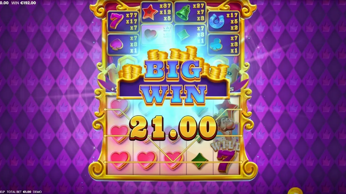 King of 7’s slot mobile interface showing royal crown mechanics