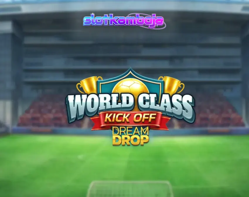 Tampilan antarmuka slot World Class Kick Off Dream Drop dengan tema retro sepak bola.